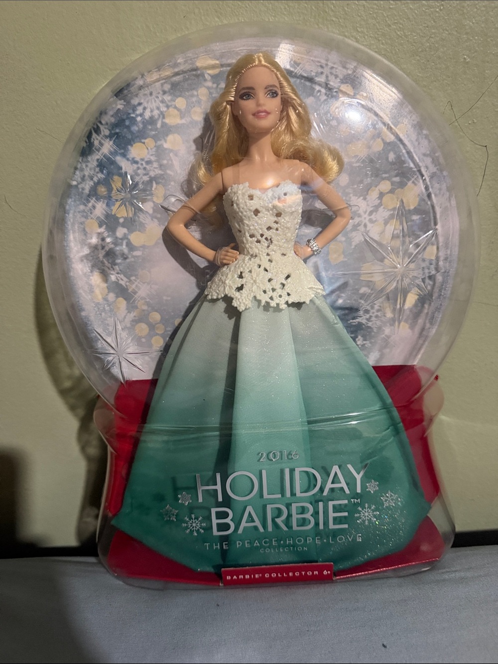 Barbie Holiday Doll in White Lace Top and Green Ombre Skirt